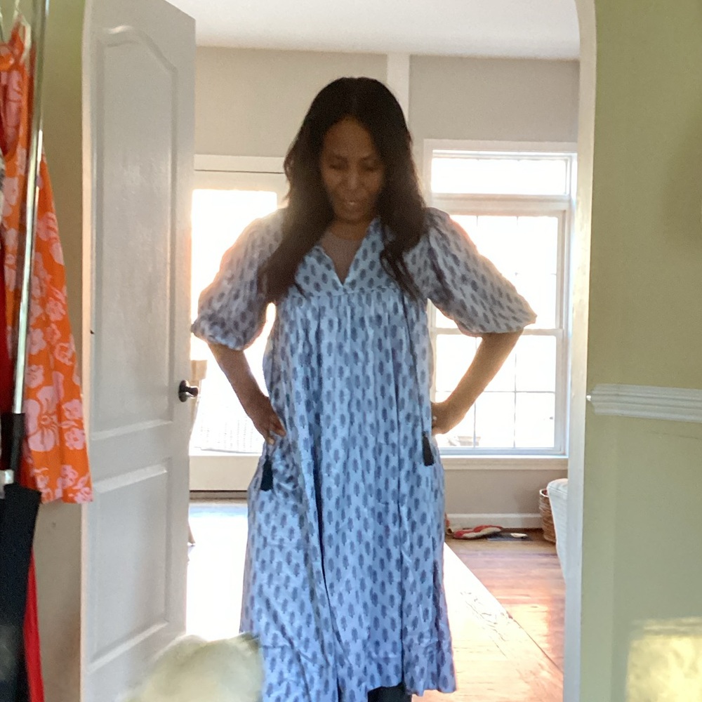 Blue Patterned Maxi Dress - Picture 4 of 4